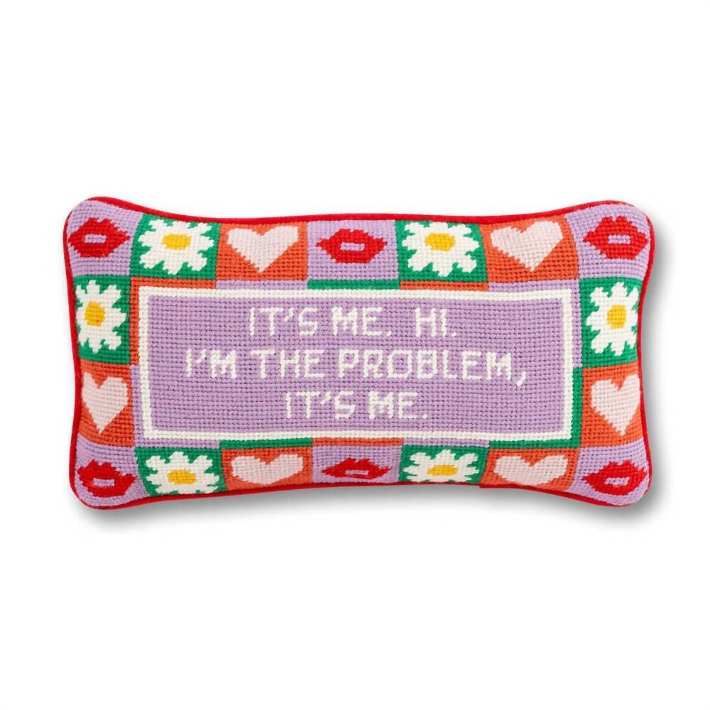 NEW FURBISH STUDIO it's me needlepoint pillow in red